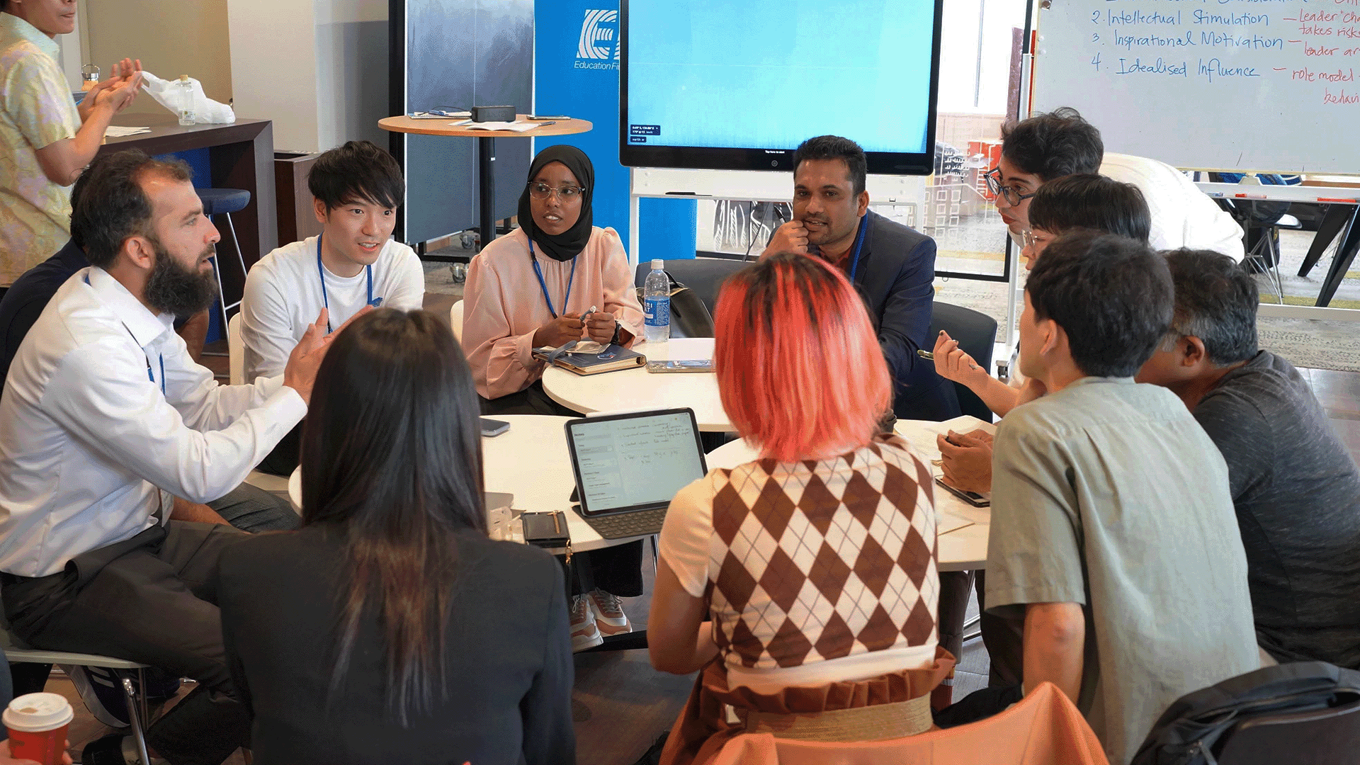 Student in a group discussion