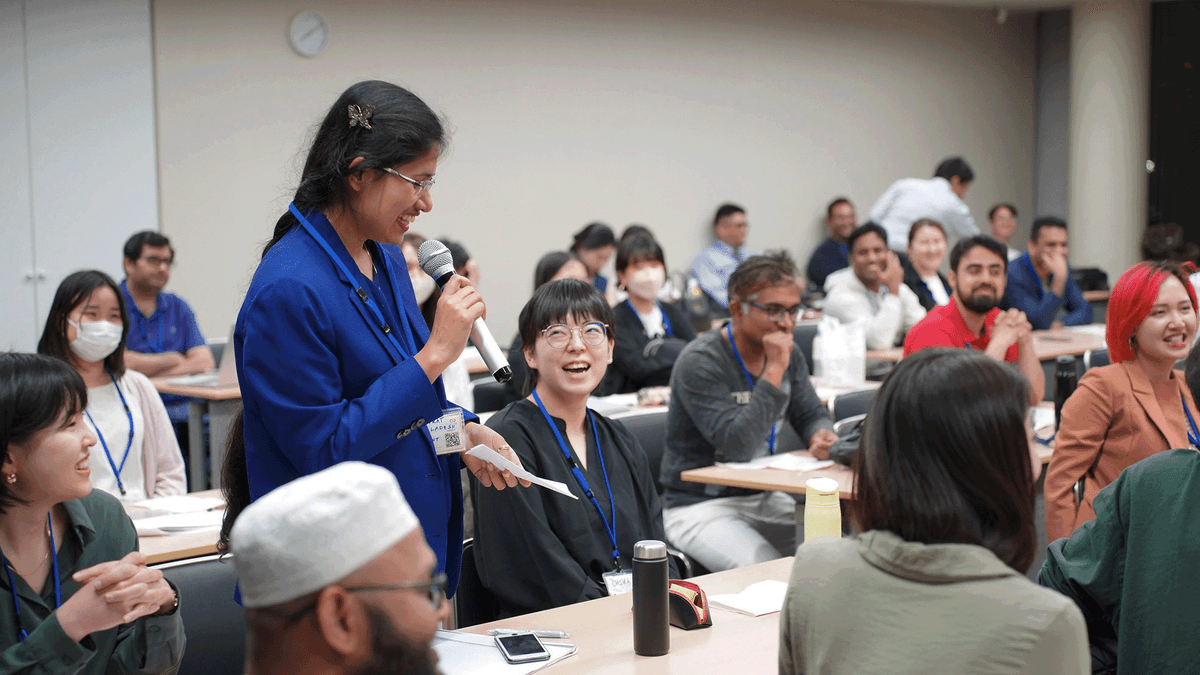 Student answering a question in class